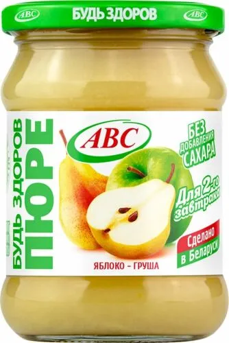 Пюре фруктовое ABC Будь здоров Яблоко-груша, без сахара, 450г, Беларусь, 450 г - 1 шт